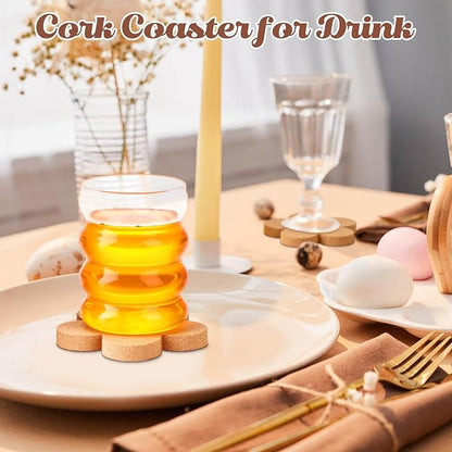 Foaincore 48 Pcs Thick Flower Cork Coasters for Drinks 4 Inch Absorbent Reusable Farmhouse Rustic Wood Drink Coasters for Coffee Wine Mug Desk Glass Table Aesthetic Cute Apartment Decoration