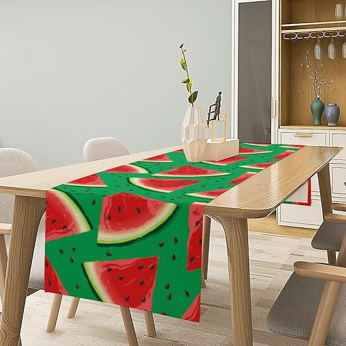 Watermelon Table Runner,Summer Fruit Tropical Birthday Party Decoration Dining Room Home Kitchen Table Decor 13 x 108In