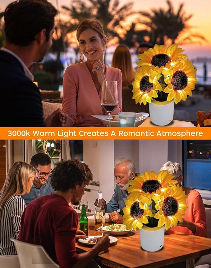 Led Sunflower Lamp Gift for Women,Flower Lamp Table Flower Desk Lamp Night Light for Bedroom Living Room Decor,Mothers Day Birthday Gifts for Her Mom Wife Girlfriend Teacher Grandma (Yellow)