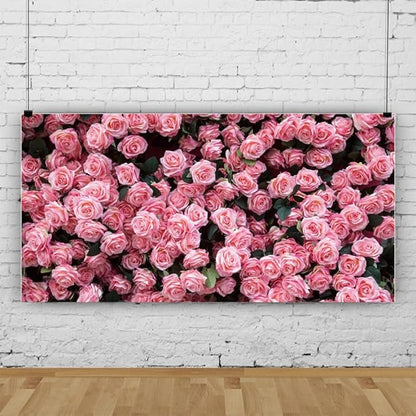 10x7ft Flower Backdrop Pink Rose Floral Wall Photography Background Birthday Baby Shower Wedding Party Banner Decorations Supplies Photo Booth Props