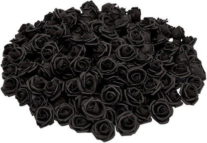 Bright Creations 100-Pack Black Artificial Flowers, Fake Foam Flowers for Halloween Decorations, DIY Crafts, Bouquets, and Black-Themed Parties (3 Inches)