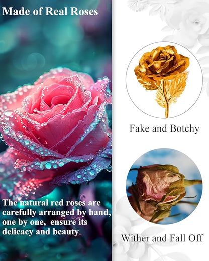 16 Flowers Preserved Roses Gifts for Women, Pink Forever Flowers Womens Birthday Gifts for Women Wife Friends Preserved Flower Rose Gift for Mom Her Wife gf