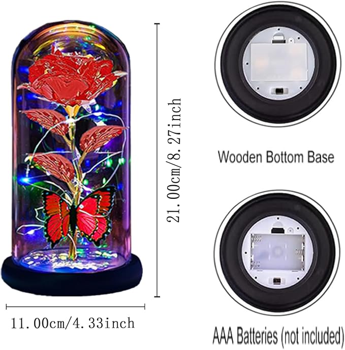Womens Gifts for Christmas,Christmas Flowers Gifts for Women Mom Sister Grandma Wife Girlfriend, Rose Gifts for Mom,Xmas Gifts Her,Glass Flowers Light Up Rose for Women Red