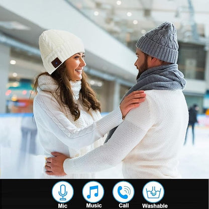 Wireless Music Hat Men Women Beanie Girls Hat Over Ear Headset Sports Stereo Headphone with Microphone Speaker Womens Beanie Cap