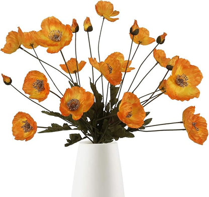 IPOPU Silk Poppies - 6pcs Realistic Orange Flowers for Wedding & Party Decorations