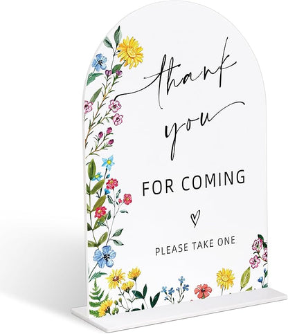 Acrylic Wedding Signs Thank You for Coming Please Take One Sign, 6x8" Floral Themed Arch Acrylic Table Decor, Love Is In Bloom & Baby In Bloom Decorations for Baby Shower Bridal Shower Engagement