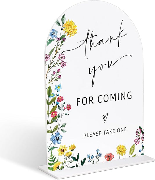 Acrylic Wedding Signs Thank You for Coming Please Take One Sign, 6x8" Floral Themed Arch Acrylic Table Decor, Love Is In Bloom & Baby In Bloom Decorations for Baby Shower Bridal Shower Engagement