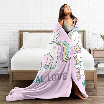 Unicorn Blanket Cute Unicorn Throw Blanket Magical Love Soft Cozy Fleece Fuzzy Stuffed Plush Flannel Animal Gifts for Girls Women Boys Kids Adults 50"X60"