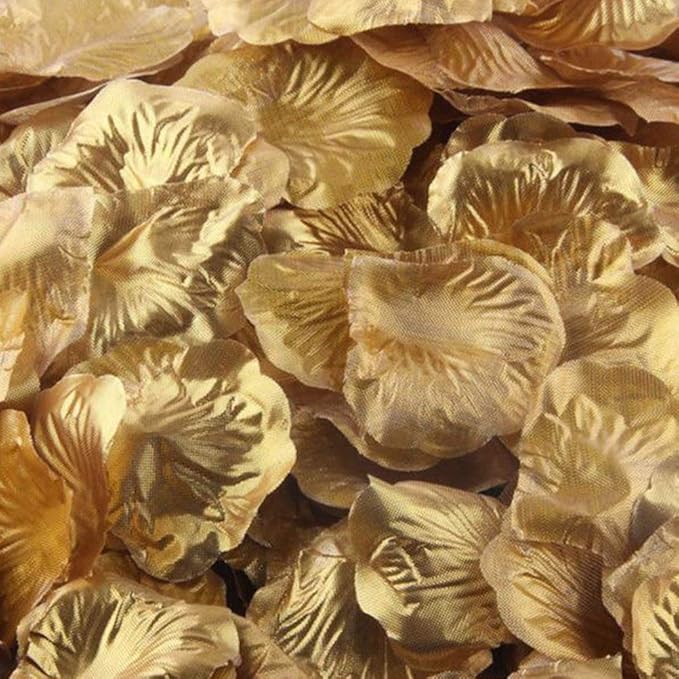 LZXD 1000 Pieces Gold Artificial Silk Rose Petals Flower Decoration Wedding Party Color Gold