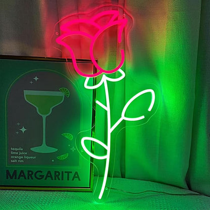 Flower Neon Sign Rose Sign Light,LED Neon Light for Wall Decor Flowers Shaped Light up Sign for Bedroom, Christmas, Shop, Teen Room, Dormitory Beautiful For Her,SIGNVIA,Size:45cm