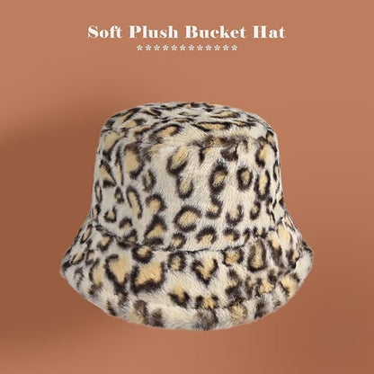Winter Soft Faux Fur Plush Bucket Hat, Lovely Fisherman Cap, Fashion Outdoor Thick Warm Sun Cap for Women