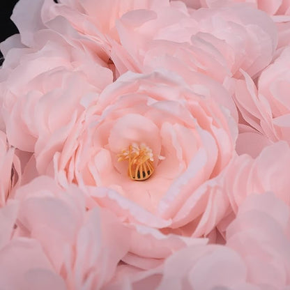 Gdrasuya10 4pcs Realistic Flower Wall Background Artificial Flowers Wall Backdrop Panel 3D Silk Rose Fake Flower Wall Panel Banquet Wedding Party Decor, Photography Background 60 x 40 cm