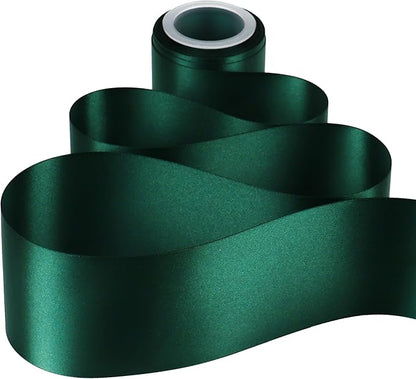 MEEDEE Dark Green Satin 3 Inch Ribbon Lux Double Faced Hunter Green Satin Ribbon by 10 Yards Green Christmas Ribbons Dark Green Ribbons for Christmas Tree, Weddings, Flower Bouquet