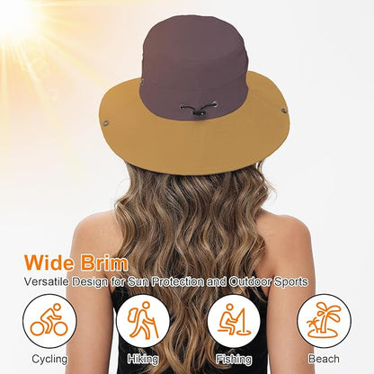 Sun Hats for Women Bucket Hat UV Protection Fishing Hat Wide Brim Safari Hats 2 in 1 Zip-Off Sun Visor Hats UPF 50+