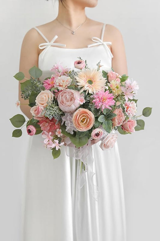 Artificial Flowers Roses Fake Flowers with Stems Light Pink Artificial Flowers for DIY Bridal Bouquets Faux Flowers Centerpieces for Table Home Decor