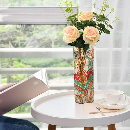 Vase Plastic Vase Elegant Cylinder Flower Vase Shatterproof Decorative Centerpiece for Home Table Office Weddings Events (11.8 x 3.9 in)