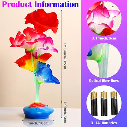 12 Pcs Luau Party Decorations Optic LED Fiber Flower Centerpieces Table Decorations Optic Flashing Color Changing Artificial LED Flower Fairy Light Party Festival Decor for Home Wedding