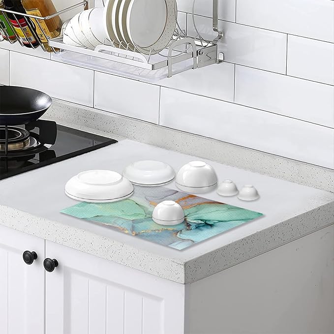 Placemats Set of 4-12x18in Waterproof Oilproof Heat Resistant Marble Pattern Table Mats, Easy Clean Wipeable Non-Slip for Kitchen Dining Outdoor Party Picnic Table Decoration