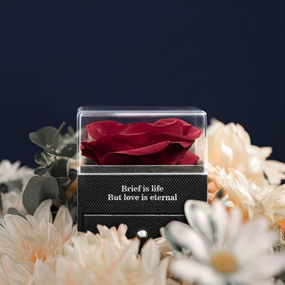 for Her Preserved Real Rose with I Love You Necklace in 100 Language, Girlfriend, Eternal Real Rose Flower Gifts for Women Mom Wife on Valentines Birthday Anniversaries