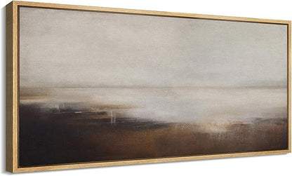 SIGNFORD Extra Large Framed Canvas Print Wall Art Minimalist Landscape in Earth Tones Serene Abstract Horizon Illustrations Modern Art Relax/Calm Warm for Living Room, Bedroom, Office - 60"x30"