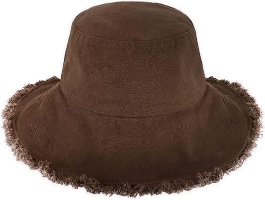 CHOK.LIDS Frayed Bucket Hats for Women Men Unisex Trendy Washed Cotton Floppy Wide Brim Boonie Outdoor Summer Beach Headwear