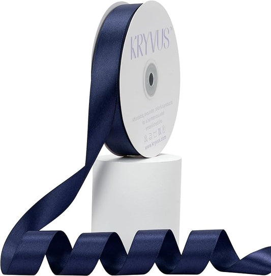 Navy Blue Satin Ribbon, Double Faced 7/8 Inch X 50 Yards, Premium Satin Ribbon for Gift Wrapping, Crafts, Hair Bow Making, Sewing, Flower Bouquet, Wedding Party Decor