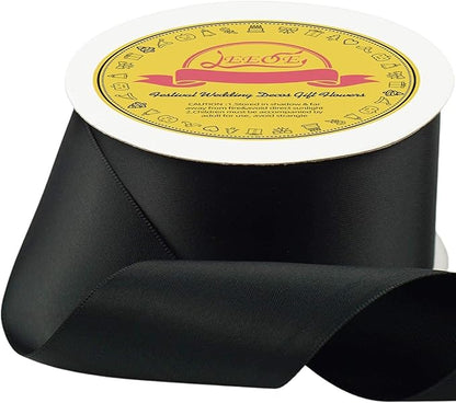Double Face Satin Ribbon 2 inch X 25 Yards Polyester Black Ribbon for Gift Wrapping Very Suitable for Weddings Party Hair Bow Invitation Decorations and More