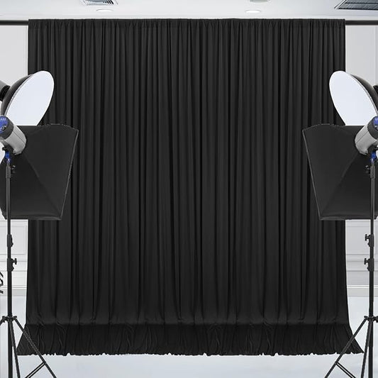 20x7ft Wrinkle Free Black Backdrop Curtain for Parties Soft Fabric Drapes Wedding Black Curtain Backdrop for Birthday Party Decorations Background for Photography 5x7ft, 4 Panels
