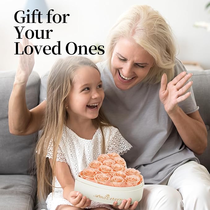 Flower, Forever Roses in A Box, Fresh Flowers, Birthday Gifts for Her, Women, Mom, Girlfriend, Wife, Grandma,Champagne Forever Roses