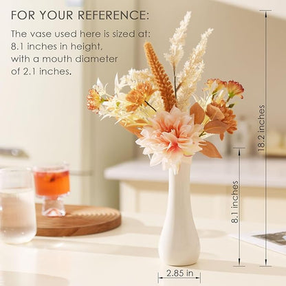 Fake Flower Bouquet, Faux Flower Arrangement for Decorating Kitchens, Bedrooms, Bathrooms, Realistic Artificial Flowers Made of Silk & Plastic, Floral Decoration with Dahlia & Small Blossoms