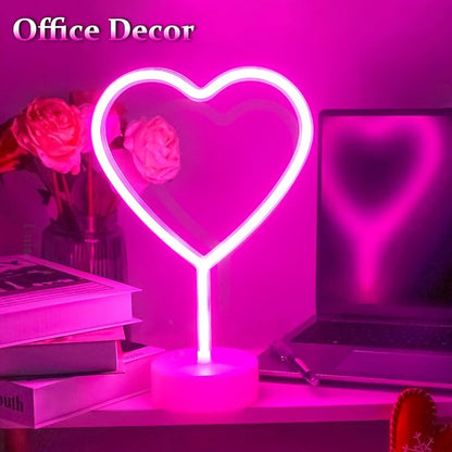 BHCLIGHT 1PK Pink & 1PK Red Heart Neon Sign, Valentines Day LED Neon Light Battery Operated or USB Powered Valentines Heart Lights, Table Lamp for Galentines Day Decorations, Gifts for Women, Lover.