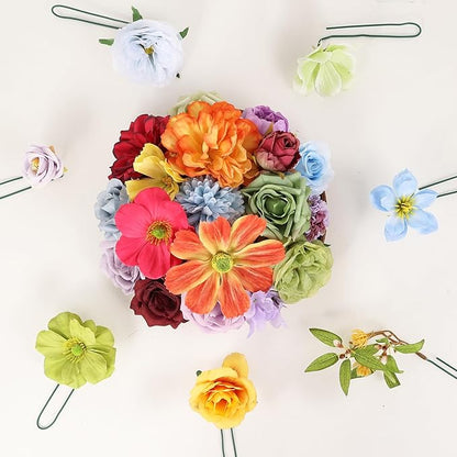 Artificial Flowers Combo Box Set Rainbow Colorful Fake Floral Arrangements Artificial Flower Bouquets Party Bridal Baby Shower Centerpieces Home Decor