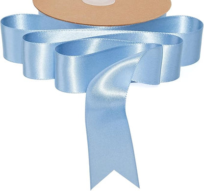 LaRibbons 1 Inch 25 Yard Double Faced Satin Ribbon,Light Blue Satin Craft Fabric Ribbon for Gift Wrapping Floral Bouquets Wedding Party Decoration