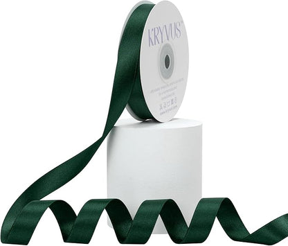 Hunter Green Satin Ribbon, Double Faced 5/8 Inch X 25 Yards Hunter Green Ribbon, Premium Satin Ribbon for Gift Wrapping, Crafts, Hair Bow Making, Sewing, Flower Bouquet, Wedding Party Decor