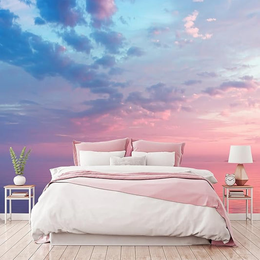 Cliouar-Pink and Blue Clouds Cover The Calm Waters of Lake Onega Peel and Stick 137" x 102"