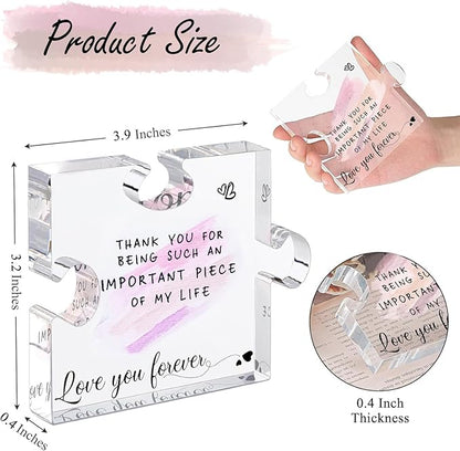 Preserved Real Rose-Eternal Flowers Blue Rose Gifts for Women Her Mom Wife Girlfriend on Valentines Mothers Day with I Love You Necklace 100 Languages Engraved Acrylic Block Puzzle Piece