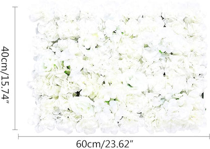 20 Pack Flowers Wall Panels Artificial Floral Wall Mat Handmade 3D Silk Rose Hydrangea Dahlia Floral Panels for Photo Background Home Party Wedding Backdrop Decoration, 24 x 16 inch (C)