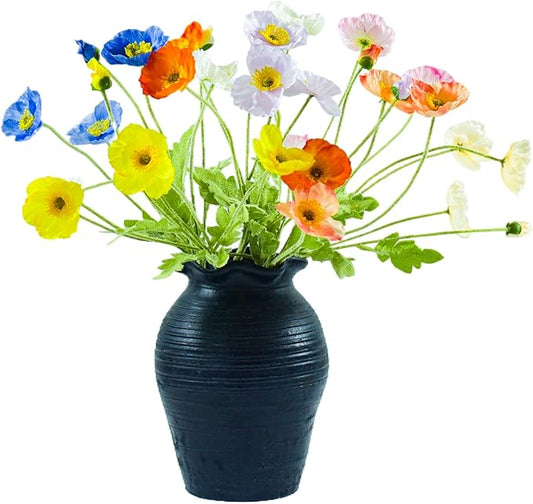 Artificial Poppy Flowers,8 Pcs Fake Silk Flowers for Home Decor,Wedding,Party Decoration, and Table Centerpiece Arrangement,Bendable Stems （Mixed Colors）