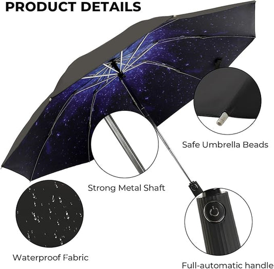 Compact Inverted Travel Umbrella, Automatic Open Close, 9-Rib 46 Inch Windproof Umbrella, Waterproof UPF 50+, Portable Umbrellas for Men, Women, Travel, and Daily Use