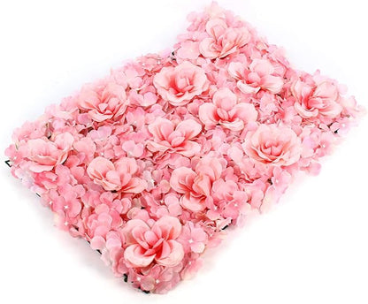 Artificial Flower Wall Panels, Silk Wedding Flower Wall Backdrop Panel, 3D Floral Panel Artificial Floral Wall Mat Flower Screen for Photo Party Wedding Wall Background Decor (12PCS Pink)