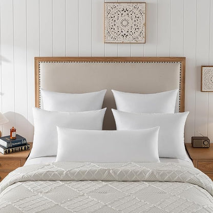 Euro Pillow Inserts 28x28 - Down Feather Pillow Inserts-Cotton Fabric-Set of 2-White.