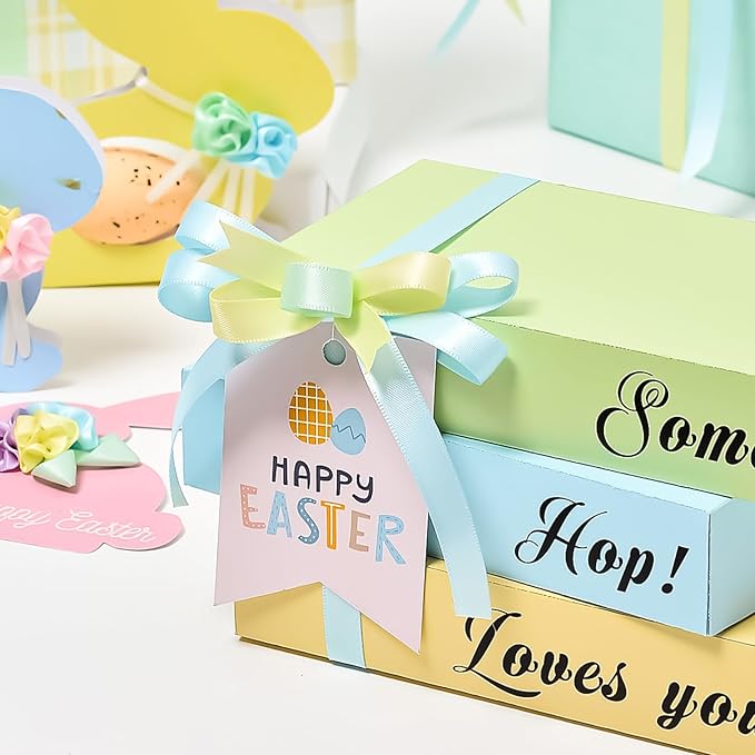 Ribest Pastel Ribbon, 3/8 inch Thin Double Faced Satin Ribbons Assortment for Gift Wrapping Easter Crafts Hair Bow Wedding Birthday Party Spring Decoration Scrapbook, 5 Rolls × 10 Yard Total 50 Yards