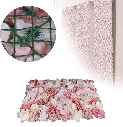 Flower Wall Panels 3D Flower Wall Backdrop, 6Pcs Artificial Flower Wall Panel Silk Rose Floral Decorative Faux Flower Wall Background for Wedding Home Decoration (Pink,23.6 * 15.7in)