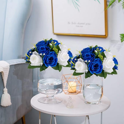 Sziqiqi Blue Artificial Flowers for Decoration Fake Kissing Flower Balls for Wedding Centerpieces Tables Flower Centerpiece Arrangement for Party Festival