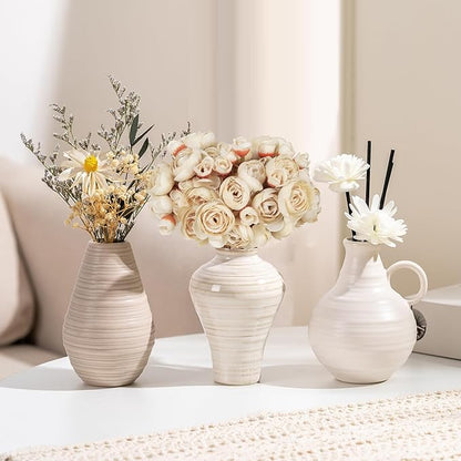 IPOPU Ranunculus Artificial Flowers 2Bouquets Silk Flowers with Stems 12PCS Mini Fake Flowers for DIY Wedding Bouquet Bridal Shower Decorations Floral Filler Flowers Centerpieces (Beige)