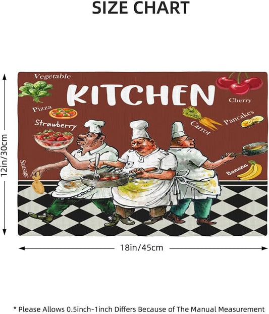 Chef Kitchen Linen Placemats Set of 4 Funny Fat Chef Cooking Theme Placemats for Indoor Outdoor Party Home Desktop Dining Room Decor 12x18 Inch