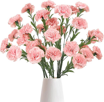 IPOPU Carnations Artificial Flowers 6PCS Fake Silk Carnations 33in Long Flowers for Tall Vases for Wedding Home Table Centerpieces Floral Arrangement(Light Pink)