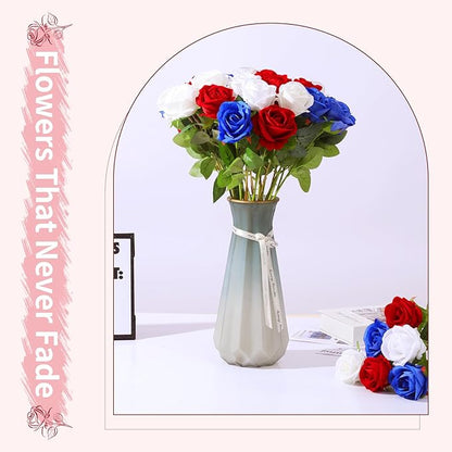 52 PCS Mixed Artificial Roses Bulk, Fake Artificial Flowers Wedding Bouquet Silk Faux Rose with Stems for Wedding Flowers Decoration, Valentines Roses, Bridal Bouquet Roses, Wedding Decoration