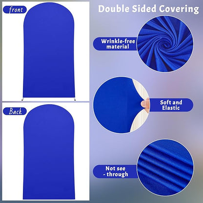 6.6FT Royal Blue Arch Backdrop Cover - Polyester Fitted Wedding Arch Stand Covers Round Top Chiara Arch Backdrop Cover for Birthday Party Banquet Photo Background Decoration
