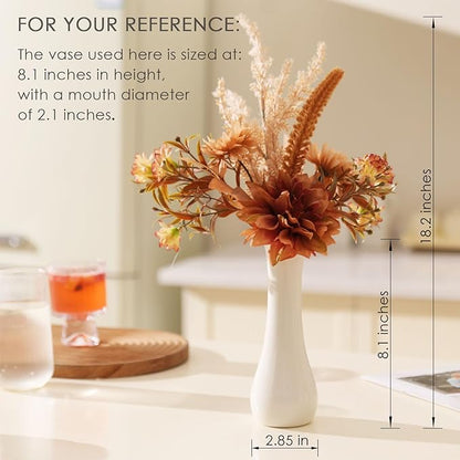 Fake Flower Bouquet, Faux Flower Arrangement for Decorating Kitchens, Bedrooms, Bathrooms, Realistic Artificial Flowers Made of Silk & Plastic, Floral Decoration with Dahlia & Small Blossoms